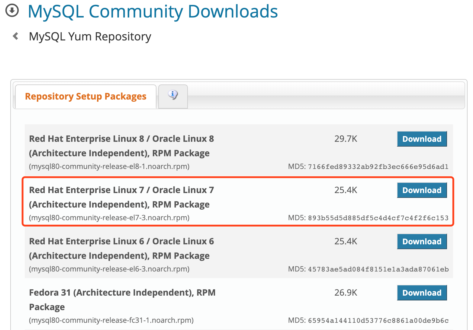 CentOS 7 & MySQL 