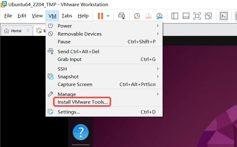 "Install VMware Tools" option is enabled.